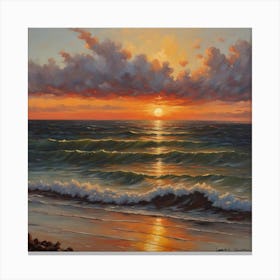 Sunset Over The Ocean Canvas Print