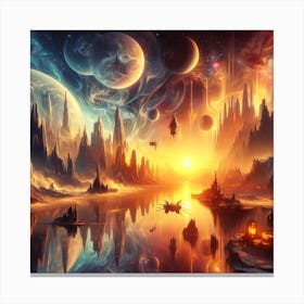 Space City,Dreamscape of Tatooine - Melting Time and Space,Inspired by Salvador Dalí Canvas Print
