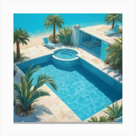 Cyan Oasis Bright Blue Swimming Pool Art Print Art Print 2 Canvas Print