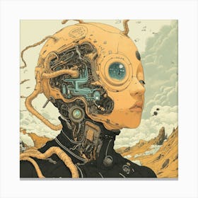 Woman With A Robot Head Sci-Fi Canvas Print