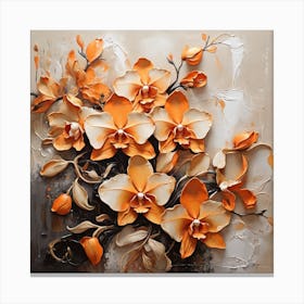 Pattern with Orange Orchid flowers 2 Canvas Print