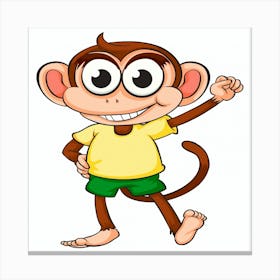 Cartoon Monkey,Free vector a monkey Canvas Print