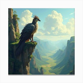 Griffin Perched On A High Cliff, Watching Over A Valley 1 Canvas Print