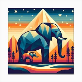 The Wise Ones Elephants In The Mountains Canvas Print