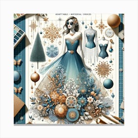 Blue Christmas Dress Canvas Print