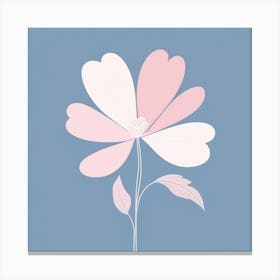 A White And Pink Flower In Minimalist Style Square Composition 426 Canvas Print