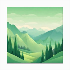 Misty mountains background in green tone 118 Canvas Print