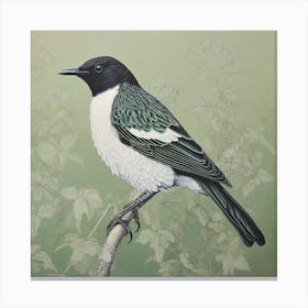 Ohara Koson Inspired Bird Painting Mockingbird 3 Square Canvas Print