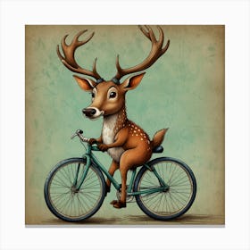 Deer On A Bike 2 Canvas Print