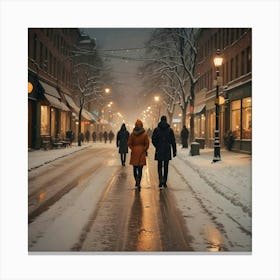 Night Life During Winter Canvas Print