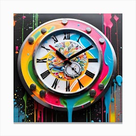 Colorful Wall Clock Canvas Print