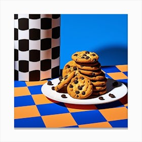 Cookies Blue Checkerboard 2 Canvas Print
