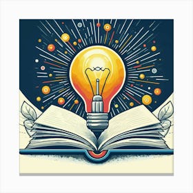 Books With Bulb Idea Design Glowing Bulb On Book Ideas (9) Canvas Print