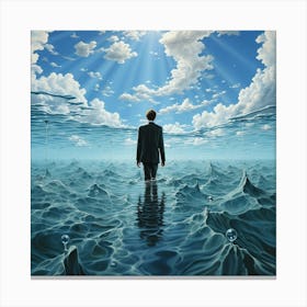 Man In The Ocean Canvas Print