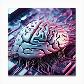 Brain On A Circuit Board 14 Canvas Print