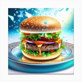 Hamburger On A Plate 77 Canvas Print