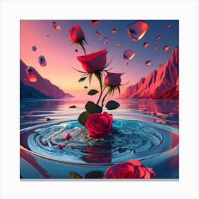 Roses In Water Canvas Print