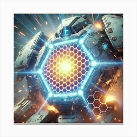 Energy Shields Of Juggernaut Mechs Canvas Print