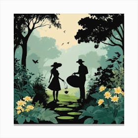 Couple In The Garden Canvas Print