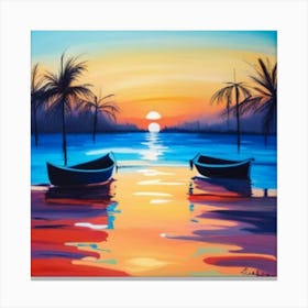 Sunset Boats Canvas Print