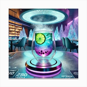 A Futuristic Cocktail Named Frozen Aurora, Serve Canvas Print