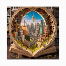 Magical Cities Seen Through Intricate Book Nook 19 Canvas Print