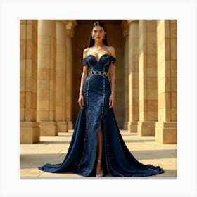 Blue Evening Gown 4 Canvas Print