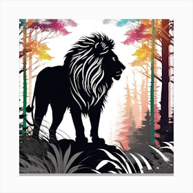 Lion In The Forest 10 Canvas Print