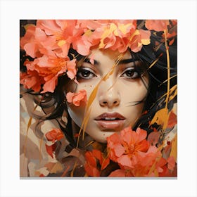 Woman With Flowers On Her Head 1 Canvas Print