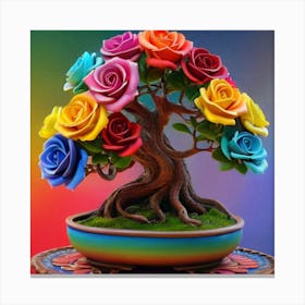 Rainbow Rose Tree Canvas Print