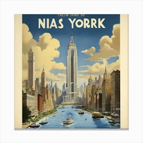 New York 2 Vintage Travel Poster Art Print 3 Canvas Print