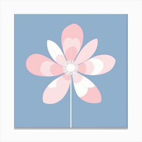 A White And Pink Flower In Minimalist Style Square Composition 18 Canvas Print