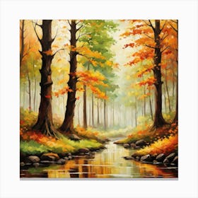 Forest In Autumn In Minimalist Style Square Composition 104 Canvas Print