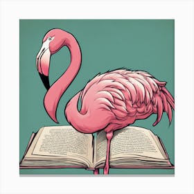 Pink Flamingo Reading Book Canvas Print