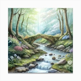 old stone bridge and lazy woodland brook Canvas Print