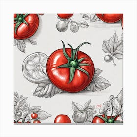 Red Tomatoes On A White Background Canvas Print