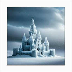 Beautiful ice castle in the snow Canvas Print