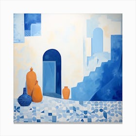 Moroccan Blue And Orange Pots Canvas Print