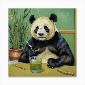 Cocktails and Cattle: A Wild Night Out Panda Bear Canvas Print