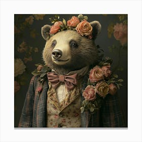 Bear In A Suit Art Canvas Print