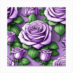 Purple Roses Seamless Pattern 5 Canvas Print