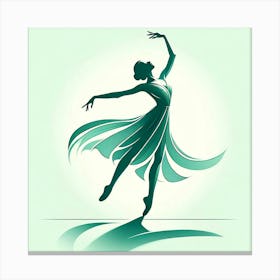 Title: "Ethereal Grace: The Ballet Dancer"  Description: Immerse yourself in the fluid elegance of "Ethereal Grace: The Ballet Dancer," a captivating digital art piece that celebrates the poise and dynamism of classical dance. This artwork features a stylized dancer, depicted in a harmonious blend of jade green hues, capturing the essence of a ballet performance in motion. The graceful silhouette and flowing lines make this piece a perfect addition to any collection, appealing to enthusiasts of dance, elegance, and minimalist design. Ideal for decorating a dance studio, living space, or as a gift for the ballet aficionado in your life, this piece is imbued with keywords such as 'ballet art', 'dance digital painting', 'elegant wall decor', and 'minimalist dancer illustration'. Add "Ethereal Grace: The Ballet Dancer" to your gallery and let its serene beauty elevate your space. Canvas Print