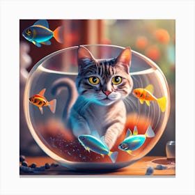 Cat In A Fish Bowl 33 Canvas Print