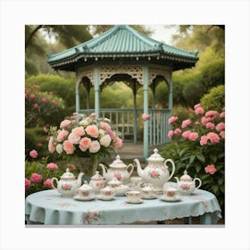 Tea In The Garden 6 Canvas Print