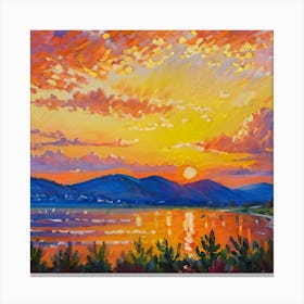 Sunset Over The Lake Canvas Print