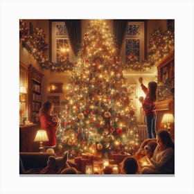 Christmas Tree In The Living Room Canvas Print