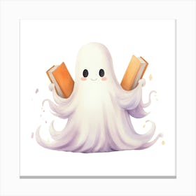 Ghost Holding Books Canvas Print