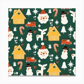 Holiday Christmas Santa Workshop Minimal Retro Green Canvas Print