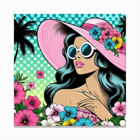 Pop Girl In A Hat Canvas Print