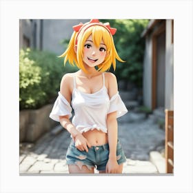 Anime Girl In Shorts 5 Canvas Print